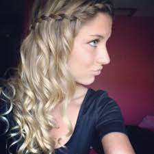 Pin By Brooklin Adams On Long Hair Don T Care Braids With Curls Curls For Long Hair Waterfall Braid With Curls