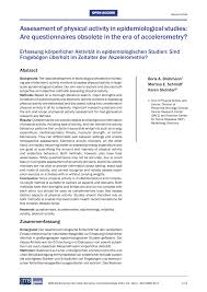 Pdf Assessment Of Physical Activity In Epidemiological Studies Are Questionnaires Obsolete In The Era Of Accelerometry