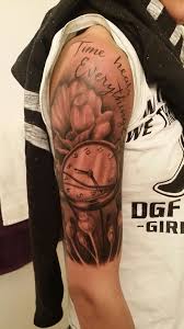 Black And Grey Half Sleeve Women My New Black And Grey Half Sleeve I Love It Time Heals Everything Then A Clock Wit Tattoos For Women Half Sleeve Tattoos For Women Sleeve Tattoos For Women