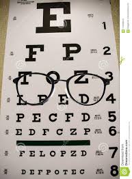 Eyeglasses On Reading Exam Chart Stock Image Image Of
