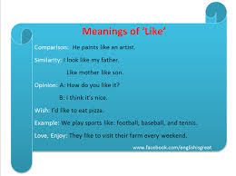 Meanings Of Like Meaning Of Like Learn English English Lessons