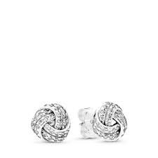 Sparkling Love Knots Stud Earrings Clear Cz Sterling Silver Cubic Zirconia Pandora 290696cz