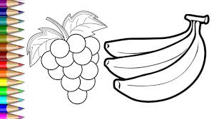 Menggambar Mewarnai Anggur Dan Pisang Mewarnai Buah Buahan Untuk Anak Anak Youtube