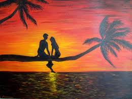 Sunset Kiss Sunset Canvas Painting Couples Canvas Painting Ocean Painting