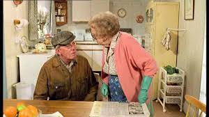 Episode 156 Deviations With Davenport Edie Slides The Newspaper Under Wesley S Elbow When He Leans On The Table Last Of Summer Wine Holmfirth Retro Tv