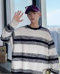 Blue And Grey Striped Sweater Dk Seventeen K Fashion At Fashionchingu