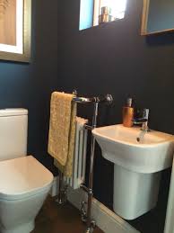 Used as an accent or as the main shade, blue calms and relaxes, making it the ideal hue for this room of the house. Downstairs Cloakroom Walls In Farrow And Ball Hague Blue Downstairs Cloakroom Downstairs Toilet Cloakroom