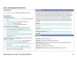 Unit The Tragedy Of Macbeth Louisiana Department Of Education