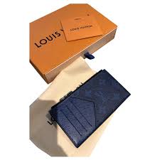 Louis vuitton malletier, commonly known as louis vuitton or by its initials lv, is a french fashion house and luxury goods company founded i. Coin Card Holder Louis Vuitton Blue Leather Ref 169030 Joli Closet