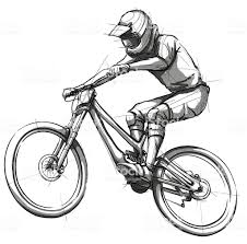 Vector Illustration Of A Cyclist In The Style Of Drawing Bike Illustration Bike Drawing Bike Sketch