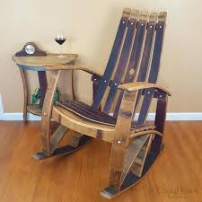 wine barrel stave rocking chair rustic furniture home patio living room in 2021 barrel furniture plans wine barrel chairs whiskey barrel furniture