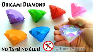 How To Make A Ninja Star Out Of Notebook Paper How To Make The Chaos Emeralds Origami Diamond No Tape No Glue No Scissors Youtube Origami Diamond Origami Easy Origami