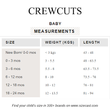 Crewcuts Size Chart Baby Clothes Size Chart Baby Clothing
