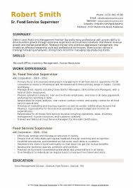 Food Service Supervisor Resume Samples Qwikresume
