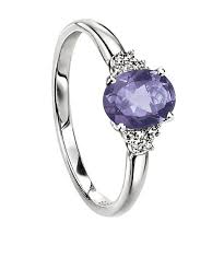 Diamond And Iolite Engagement Ring Iolite Ring September Birthstone Violet Ring Violet Ring White Gold Rings Purple Jewelry