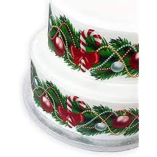 Customer provides the hat or any other topper message on sheet cake size when using a topper. Orange Trading Dartmouth Ltd A4 Edible Decor Icing Sheet Christmas Candy Cane And Bauble Border Edible Cake Topper Decoration Great For Larger Cakes Amazon Co Uk Grocery