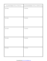 Pros And Cons Comparison T Chart For Students Pdfsimpli