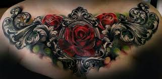 Bold Colors Chest Piece Tattoos Rose Tattoos Tattoos