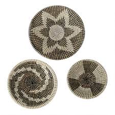 White And Gray Seagrass Woven Disc Wall Decor 3 Piece In 2020 Unique Picture Frames Wall Decor Decor