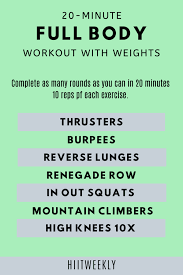 Unique diy projects · delicious family recipes 20 Minute Full Body Workout With Weights For Weight Loss Hiitweekly