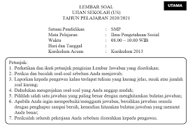 Soal tes masuk smp dan kunci jawaban bagi siswa sd yang baru lulusan dan ingin mencoba mengerjakan. Soal Dan Kunci Jawaban Ujian Sekolah Ips Smp Tahun Pelajaran 2020 2021 Kurikulum Darurat Didno76 Com