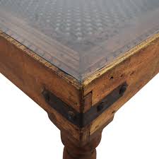 Style your living room with charming vintage coffee tables. 80 Off Vintage Coffee Table With Glass Top And Metal Lattice Inlay Tables