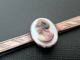 Vintage 10K Gold Top Over 975 Sterling Tie Clip, Engraved Mother of Pearl  Carved Cameo Spartan Warrior Gladiator Roman Soldier