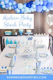 Modern Baby Shark Theme First Birthday Party Shark Themed Birthday Party Boy Birthday Parties Boys First Birthday Party Ideas
