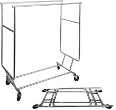 Free standing coat rack / collapsible clothing rack with extraordinary looking frame design. Commercial Grade Double Rail Salesman Collapsible Rolling Garment Clothing Rack By Metropolitan Display Amazon In Home Kitchen