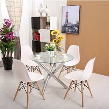 Dining table sets are a fast way to make a dining room look perfectly pulled together. Schindora Glass Round Dining Room Table Set And Chairs Buy Online In Andorra At Andorra Desertcart Com Productid 56822091