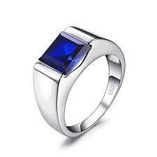 Jewelrypalace Men S 3 4ct Blue Created Sapphire Ring Solid 925 Sterling Silver Bague Fiancaille Homme Bague Bague Homme