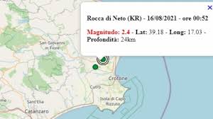 Terremoto oggi a che ora. Terremoto In Calabria Oggi Lunedi 16 Agosto 2021 Scossa M 2 4 In Provincia Crotone Dati Ingv