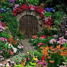 Lovely Gate And Garden Beautiful Gardens Flower Garden Beautiful Flowers