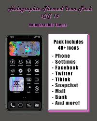 Holographic Themed Ios 14 Icon Pack Ios14 Aesthetic Apps Etsy Icon Pack Holographic Holographic Wallpapers
