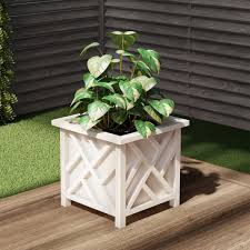 Plant Pot Holder Planter Container Box By Pure Garden White Walmart Com In 2020 Plant Pot Holders Pure Garden Square Planters