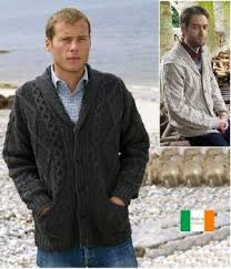 Frais de port offerts dès 60€. Veste Irlandaise 100 Pure Laine Merino Col Chale Pour Homme Et Femme