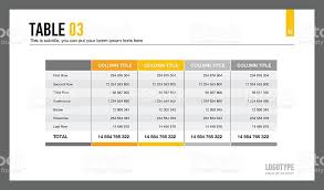 Editable Template Of Presentation Slide Representing Table With Five Catalog Design Lorem Ipsum Text Design