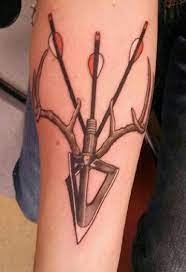 It was a successful hunt. Bow Hunter Tattoo Hunter Tattoo Antler Tattoos Tattoos For Guys