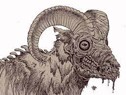 Zombie Art Zombie Big Horned Sheep Zombie Art By Rob Sacchetto Zombie Art Badass Art Sheep Drawing