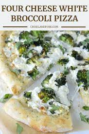 Four Cheese White Broccoli Pizza Recipe Chisel Fork Recipe White Broccoli Pizza Recipe Broccoli Pizza Pizza Recipes