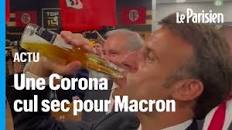 Finale du Top 14 : quand Emmanuel Macron descend une bière cul sec dans le  vestiaire de Toulouse