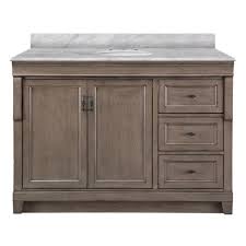 Home Decorators Collection Naples 49 In W X 22 In D Bath Vanity In Distressed Grey With Right Drawers With Marble Vanity Top In Carrara White Nadga4821d Car Marble Vanity Tops Granite