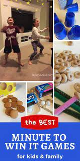Minute To Win It Games For Kids And Family Kids Game Night Minute To Win It Games Family Fun Games