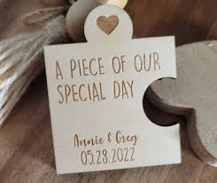 Wedding Favor Magnet // Keepsake for Wedding Guests // Rustic Wedding  Favors // Puzzle Piece Wedding Favor