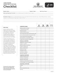 Image result for Concussion Symptom Checklist