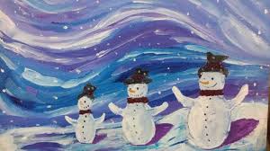 There are four seasons in a year. Snowmen In Snowfall Welcoming Winter Season Painting By Rehab Rahim Saatchi Art