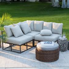 Belham Living Bonaire Aluminum 3 Piece Outdoor Sectional Patio Sofa Set Patio Sofa Set Patio Sectional Outdoor Sectional Sofa