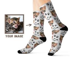 Our personalized cats socks are printed on socks in a cool and trendy way. Custom Socks Custom Cat Socks Personalized Cat Face Socks Etsy