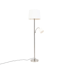 Qazqa Klassisch Antik Klassische Stehlampe Stahl Silber Nickel Matt Mit Weissem In 2020 Lampe Stehlampe Stahlgestelle