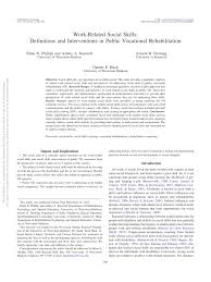 Pdf Work Related Social Skills Definitions And Interventions In Public Vocational Rehabilitation